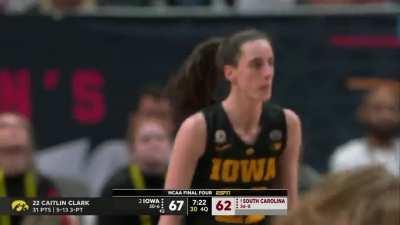 [Highlight] Iowa's Caitlin Clark makes a three from the logo to put the Hawkeyes up by 5 in the 4th quarter