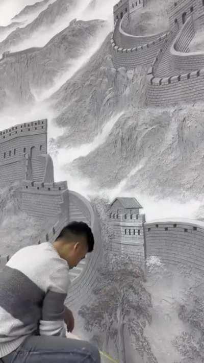 Detailed Relief of The Great Wall of China