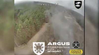 FPV pilots from the Ukrainian 38th Marine Brigade attack several Russian armored vehicles in the Krynky area, Kherson Oblast.