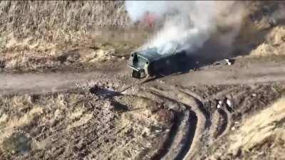 An Abandoned Ukrainian M113 is destroyed by Russian FPV Kamikaze drones [Published 26.03.2024]