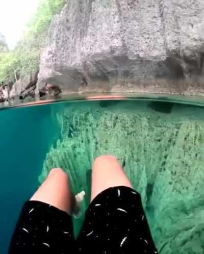 Crystal clear deep lake in the Phillipines