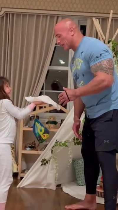 The Rock gets whipped creamed by his daughters