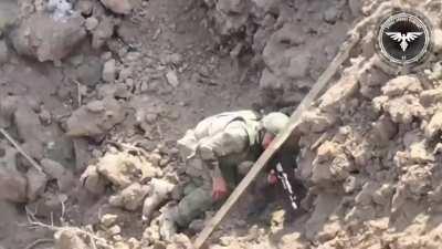 Russian soldiers dying one by one from drone strikes by the 47th brigade. One of them is still alive for some time after losing legs and burning alive.