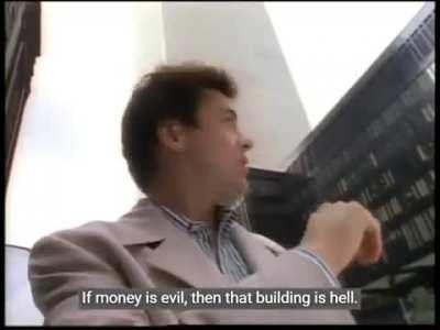 Robert Downey Jr visiting Wall Street for a documentary in the early 90s