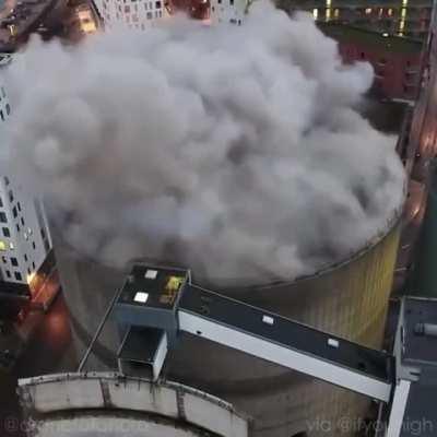 This insanely cool silo roof demolition