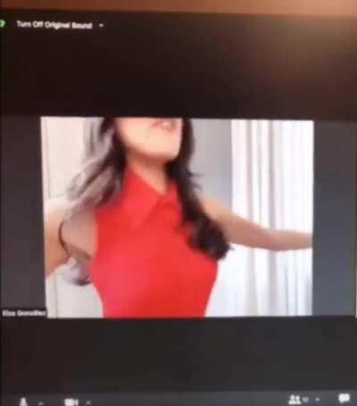 Eiza González shaking it via Zoom