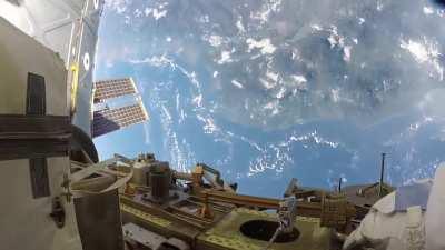 Amazing footage of Earth during a spacewalk on ISS