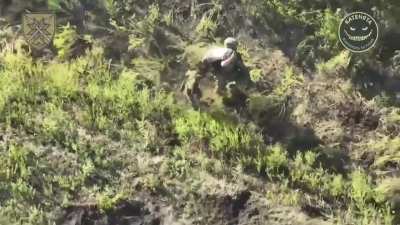 Pilots of the Little Torturers group from 56th separate motorized infantry brigade rudely interrupt two russians' attempt to evacuate their friend.