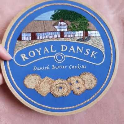 I hand embroidered the blue cookie tin that only exists for storing sewing supplies