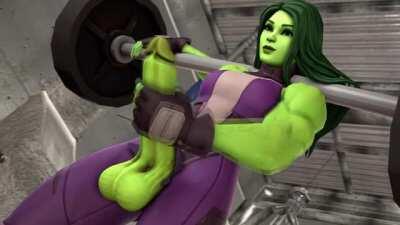 Fortnite Futa She-Hulk Stroking Her Big Green Cock