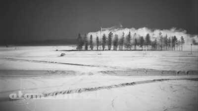 Blast from Upshot-Knothole Encore on May 8th, 1953, a bomb dropped from 19,000 feet and exploded aPonderosa Pines were planted to test effects on them.