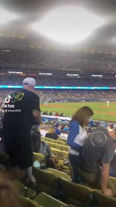 Took my 5 year old niece to a Dodger game. She proceeded to do this most of the night.