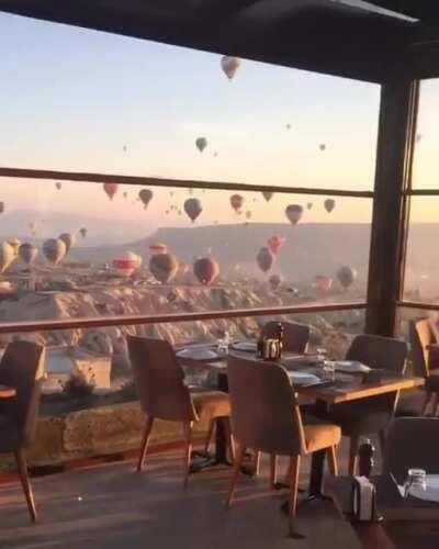 Floating balloon scenic view