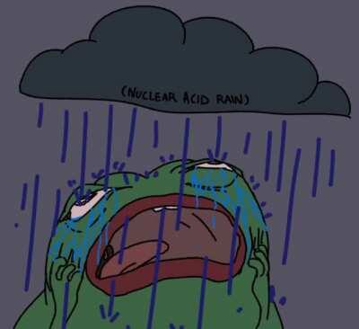 The pepe doesn't like the rain caw caw