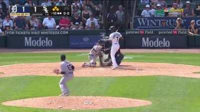 A baseball game was won today when a pitcher thew the ball at the umpire's head.