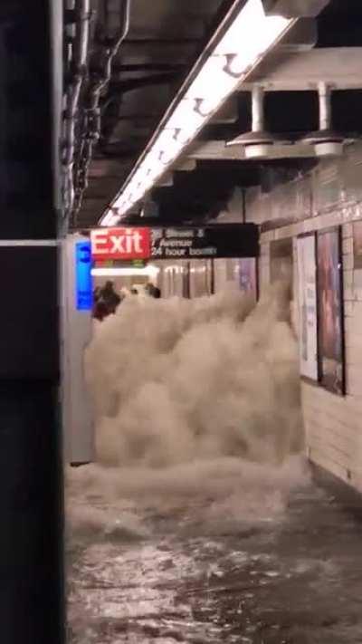 Flooding from Hurricane Ida in the NYC subway