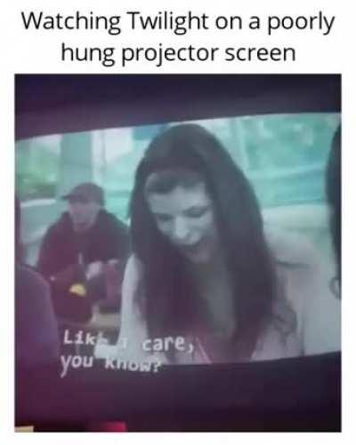 Twilight on a badly hung projector screen