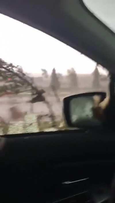 Woman survives a passing tornado (loud sound 10 seconds in)