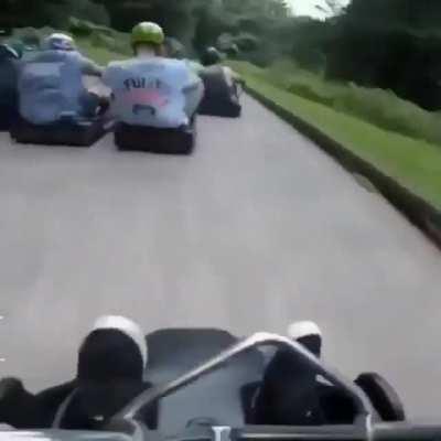 Here's the full video, Mario Kart irl