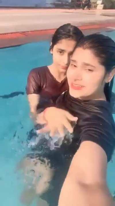 Desi Indian girls enjoying in pool😍