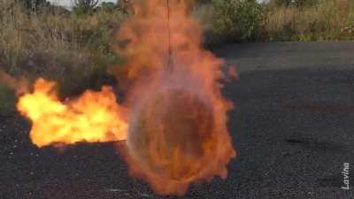 Artist creates a giant ball made of 70K matches and 5K sparklers.