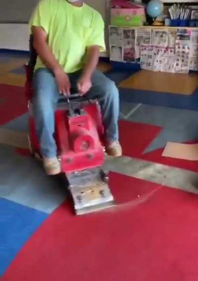 mowing the floor