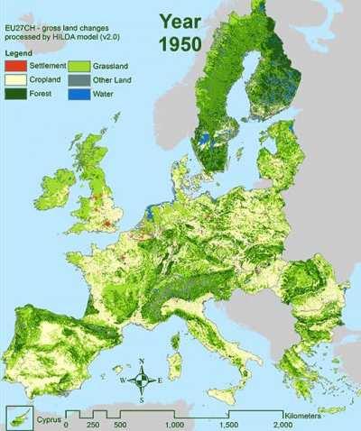 Europe is greener now than 100 years ago