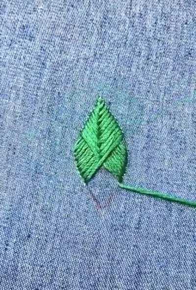 Mending a hole by sewing in a leaf