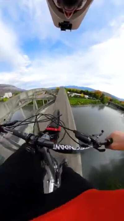 This guy literally cycled over a bridge