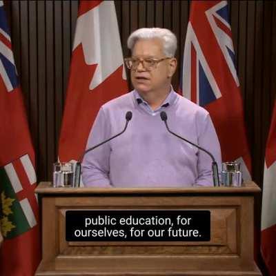 Watch CUPE Ontario president Fred Hahn announce a wildcat strike