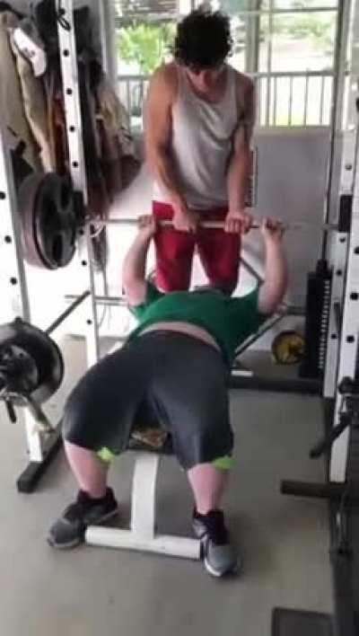 Garret, who has Down Syndrome, bench pressed a school record 355 pounds