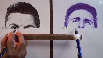 Drawing Ronaldo and Messi at the same time