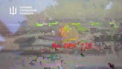 A Russian TOR air defense system fires a missile at a Ukrainian Warmate loitering drone attacking them but misses