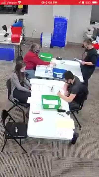 Delaware County, PA. Two workers literally filling out ballots. This thing is so crooked.