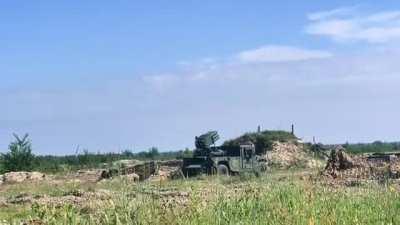 Croatian 128-mm MLRS Rak-Sa-12 installed on the American armored HMMWV, which is in service with the State Border Service of Ukraine hammering russian positions