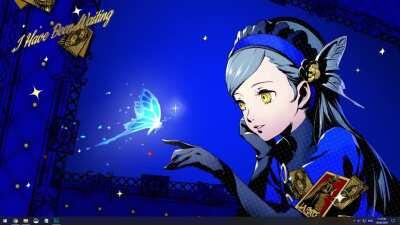 Pretty butterfly wings go flap in this animated Lavenza wallpaper for Wallpaper Engine