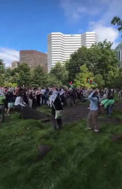 Palestinian protesters rip up sod at McGill University 