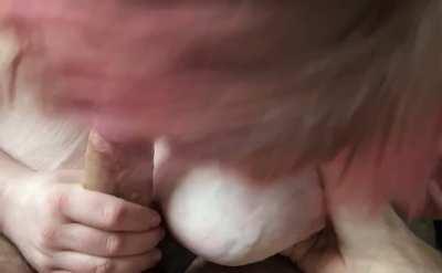 Cheating slut deepthroating and tittyfucking my big cock 😈