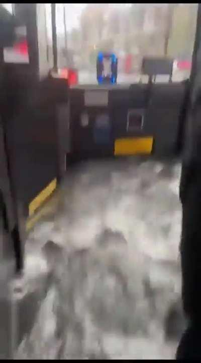 Flooding inside a moving bus in Brooklyn 09.29.2023