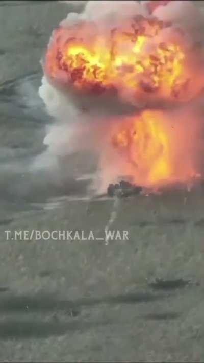 UA Drone Watches A Russian Tank Suffer A Catastrophic Cook Off.