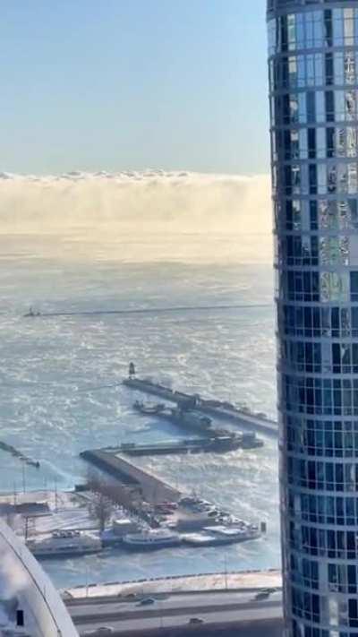 This wall of clouds on lake Michigan