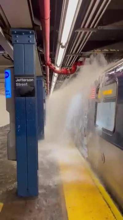 NYC subway looking more like an urban waterfall tonight