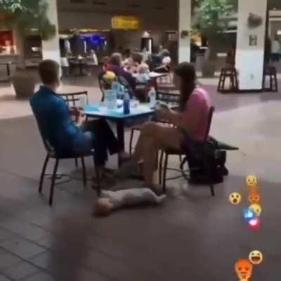 Imagine using the floor of your locals mall's Food Court as a babysitter for your newborn while you chat and text.