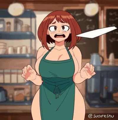 (Uraraka) letting you stare at her tits, and letting you taste her milk. Would you suck on them?~