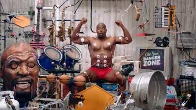 One man band with muscles