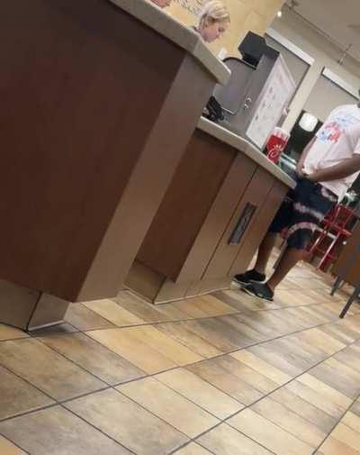 Two guys make Chick-fil-A gals uncomfortable (had friend filming him)