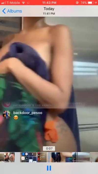 Fuck it I’ve decided to post the only topless video of her on the internet she was on iambadd3r live and got caught lackin since shits been dry enjoy 🐐😂💯