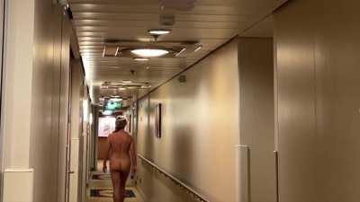 Just a little walk down the cruise ship hallway not wearing any clothes.