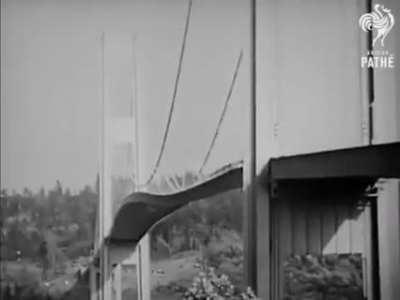 The collapse of the Tacoma Bridge caught on film, 1940