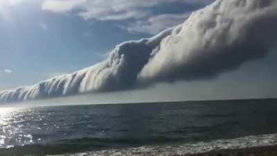 If you’ve ever very specifically wondered what it’s like to be at the end of a coastal roll cloud just a few feet away from your head, it’s like this.